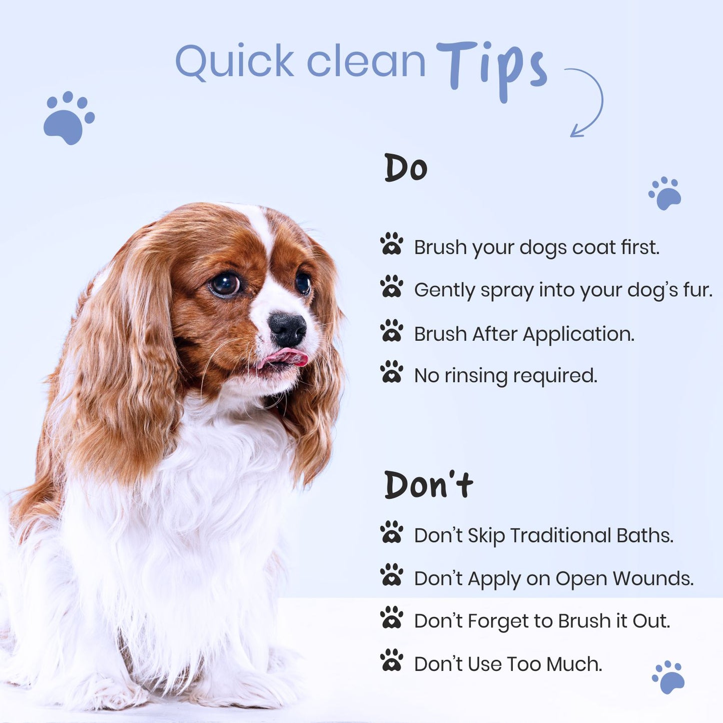 Poodle Quick Fresh Dry Bath Spray | Waterless | Natural Coconut Oil & Shea Butter 200 ml Pet Coat Cleanser (Suitable For Dog)
