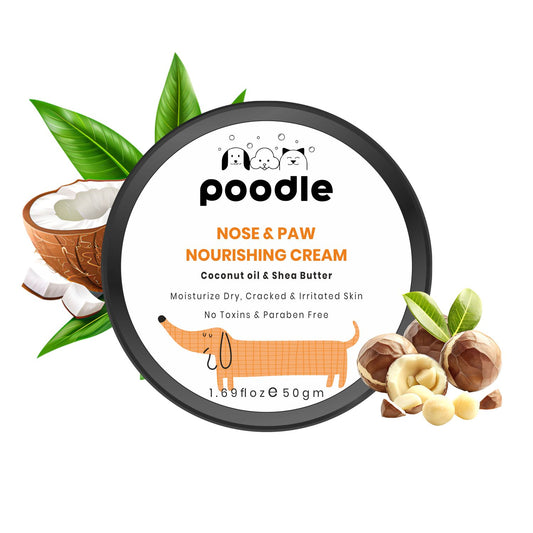 Poodle Nose & Paw Nourishing Cream | Coconut Oil & Shea Butter | Natural Lick Safe | Soother & Moisturizer for Cracked Dry & Damaged Paws, Nose & Elbows | Snout Soother for Dogs | 50gm