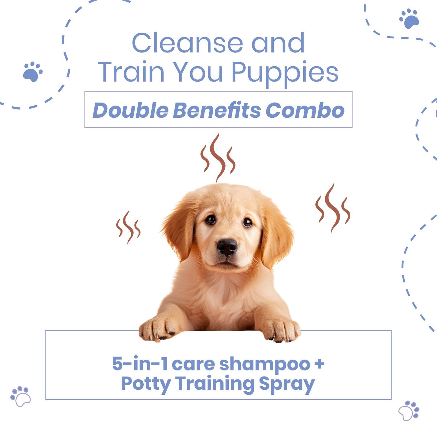 Poodle-5-in-1-Benefits-Dog-Shampoo 300ml + Puppy Potty Training Spray 200ml (Combo Set  2-in-1) - Healthy Coat and Puppy Training | OATMEAL AND COCONUT OIL | PLANT BASED