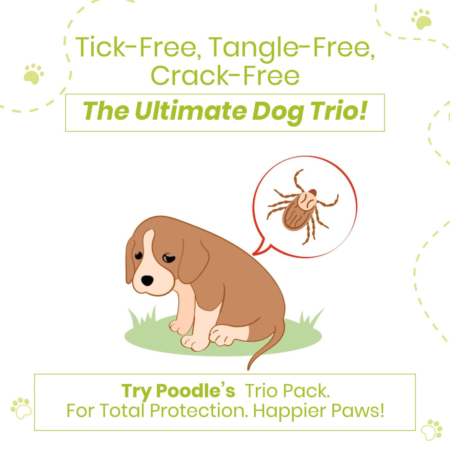 Poodle Tick Buster Dog Shampoo + Conditioner + Paw Cream ( Combo Pack of 3) | Neem Dog Shampoo for Ticks and Fleas | Moisturizing, Deodorizing & Anti-Itch Care | Puppy Safe, Herbal Care
