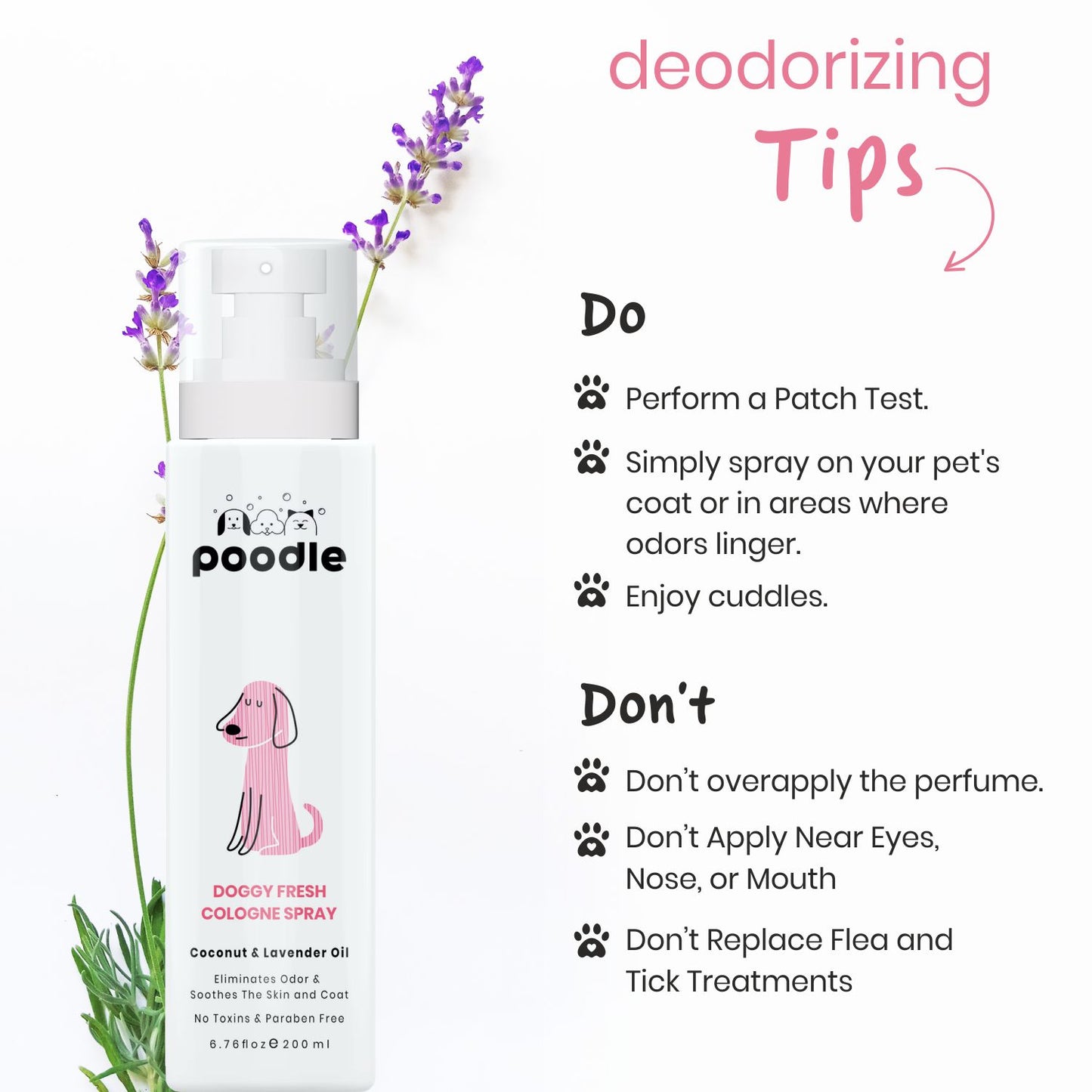 Poodle Doggy Fresh Cologne Spray | Coconut & Lavender Oil | Dog Perfume | 200 ml