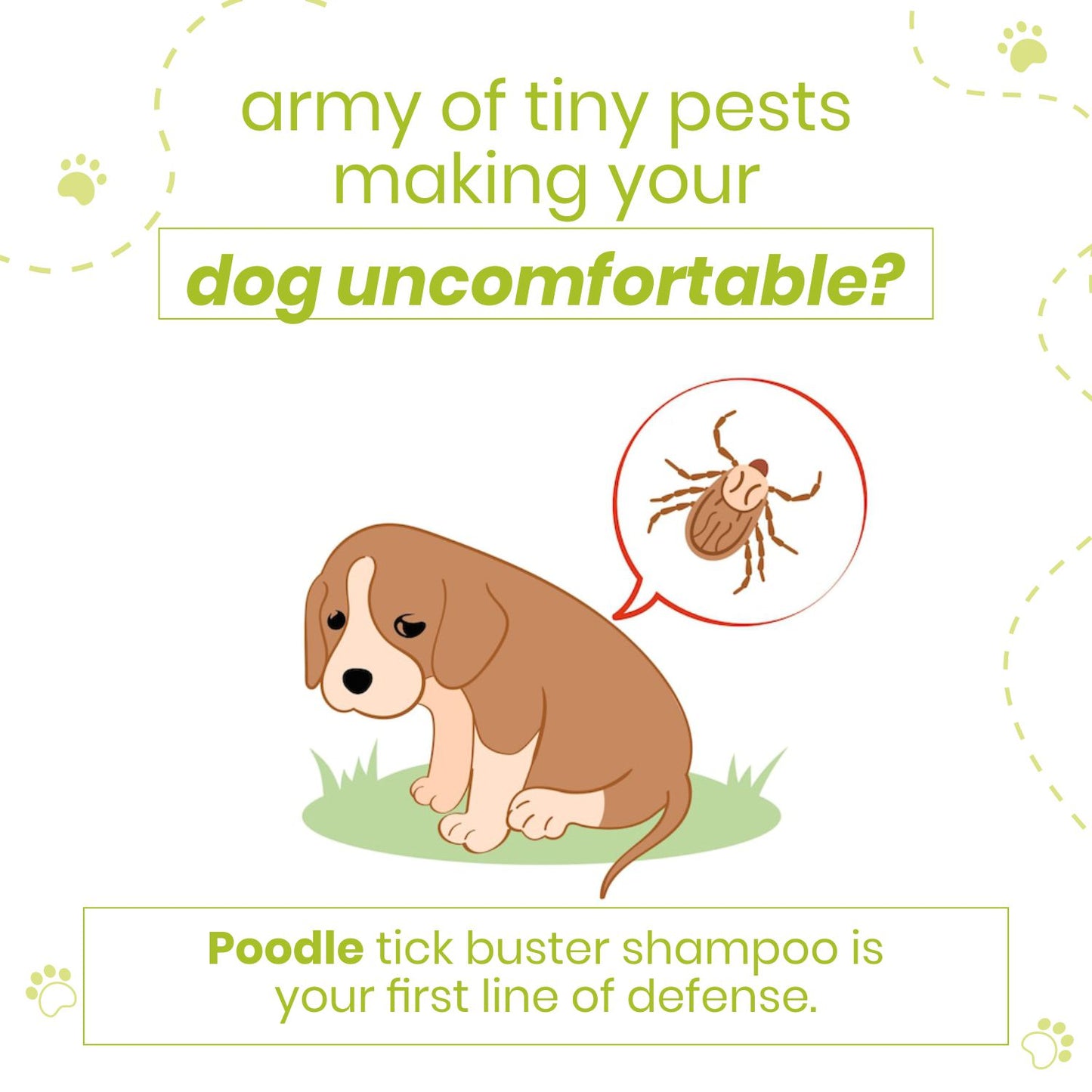 Poodle Tick Buster Dog Shampoo 300ml - Anti Itch Tick and Flea | Herbal Neem Formula | Natural and Safe for Puppies & Dogs |  Effective Dog Ticks Shampoo